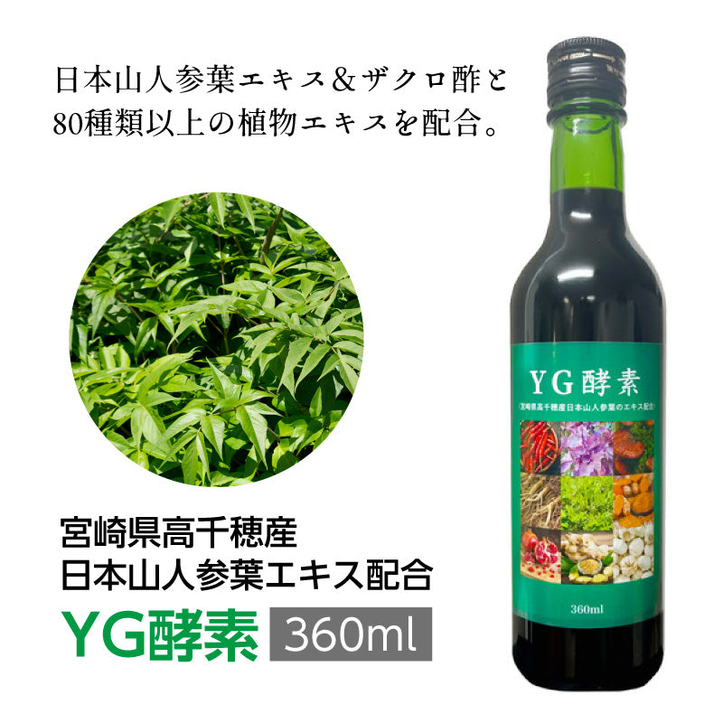 YG酵素（360ml） 宮崎県高千穂産 日本山人参葉エキス配合 酵素ドリンク 