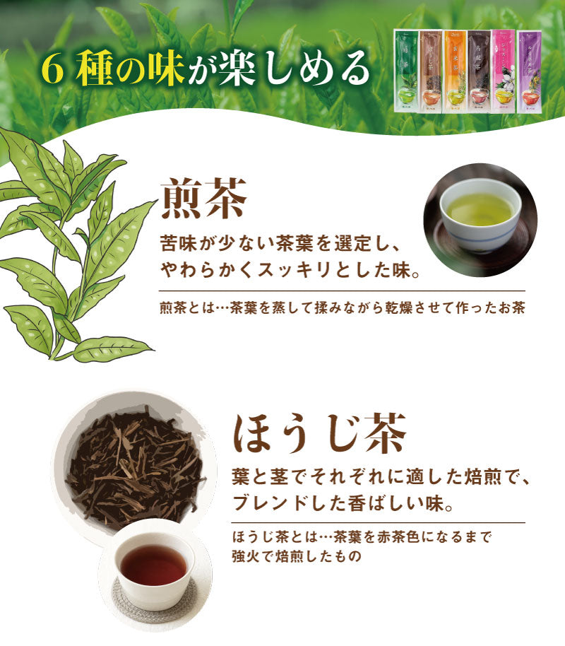 インスタント茶　セレクトパック 6種類入り （120包） ｜ 煎茶 / ほうじ茶 / 玄米茶 / 烏龍茶 / ジャスミン茶 / ルイボスティー ｜ 百年茶 粉末