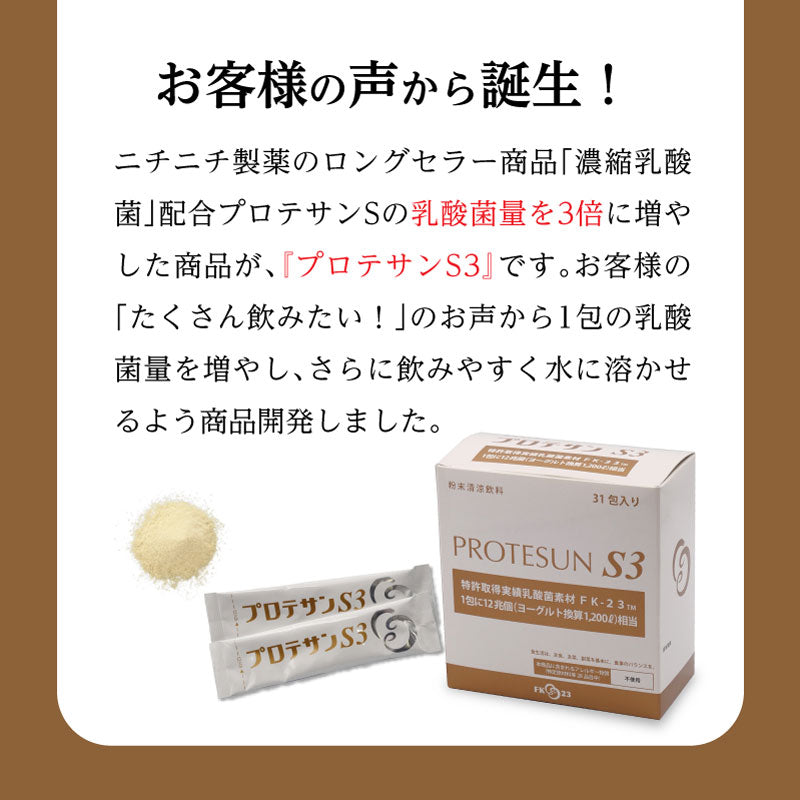 プロテサンS3 31包 ｜ニチニチ製薬 PROTSUN 乳酸菌 サプリメント